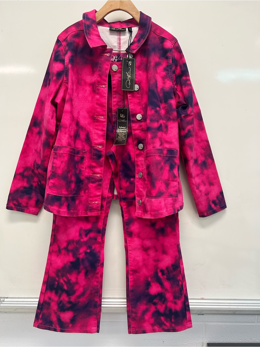 DG2 Diane Gilman Pink Tie-Dye Jacket & Pants Set S/6